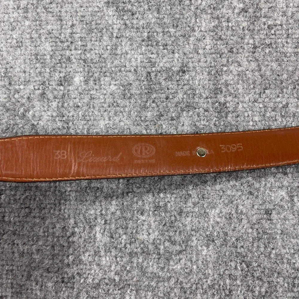 Vintage 100th U.S. Open Pebble Beach Lizard Embossed Leather Belt Mens 38 Brown